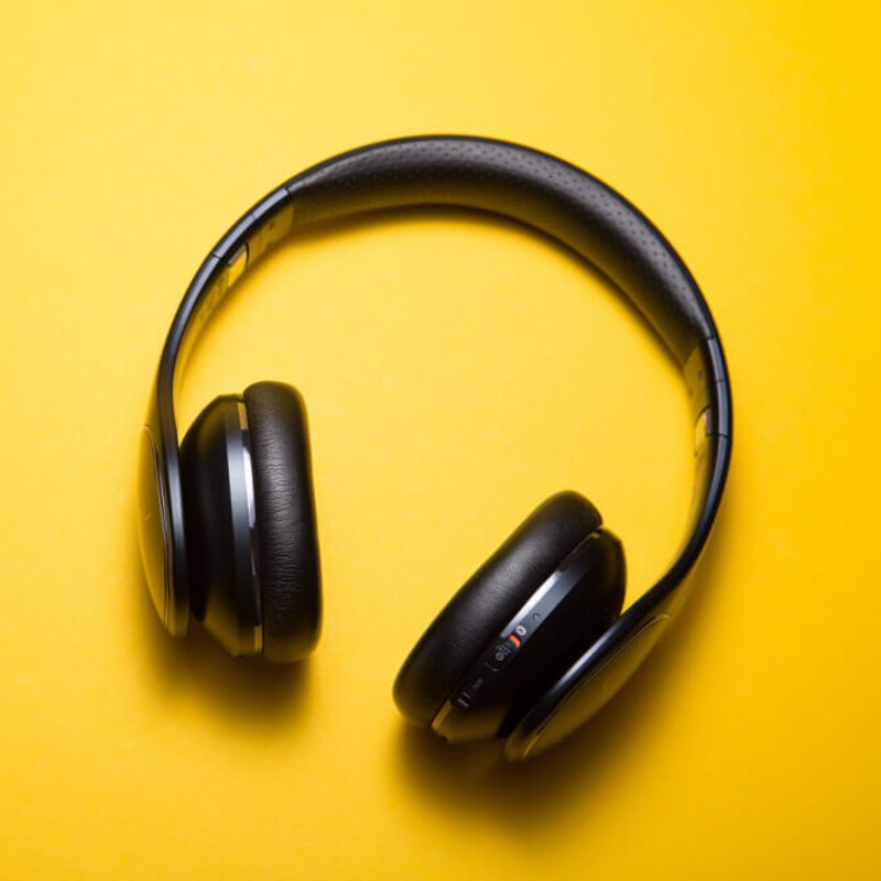 Headphones on a yellow background